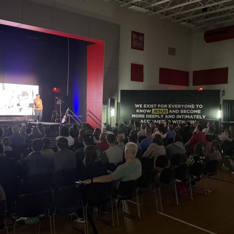 The Refuge Church congregation gathered for Sunday worship in the Riverwood gym